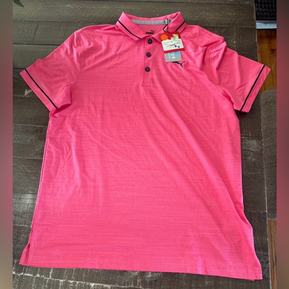 PUMA NWT boys cloudspun monarch polo sunset pink heather - Picture 1 of 7